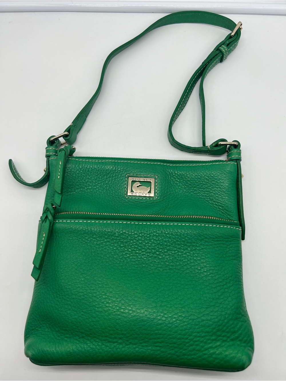 DOONEY & BOURKE Dillen Letter Carrier Green Textured Leather Small Shoulder Bag